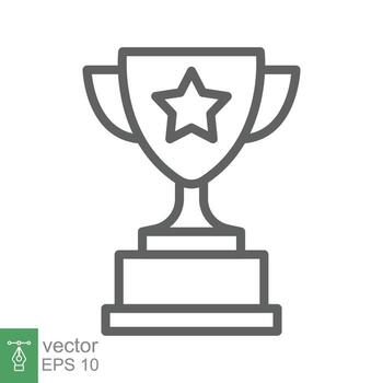 Trophy cup star line icon. Simple outline style for app and web design element. Winner, award, champ, contest, won concept. Vector illustration isolated on white background. Editable stroke EPS 10.