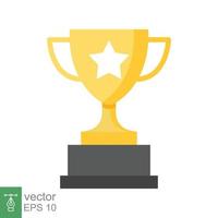 Trophy cup star icon. Simple flat style for app and web design element. Winner, award, champ, contest, prize, won concept. Vector illustration isolated on white background. EPS 10.