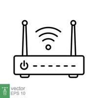 Wifi router icon. Simple outline style for web template and app. Broadband, modem, wireless, internet, thin line vector illustration design isolated on white background. EPS 10.