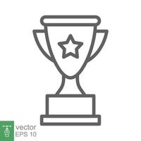 Trophy cup star line icon. Simple outline style for app and web design element. Winner, award, champ, contest, won concept. Vector illustration isolated on white background. Editable stroke EPS 10.