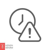 Expiry line icon. Simple outline style for web and app. Alert, alarm, clock circular with exclamation mark concept. Vector illustration isolated on white background. Editable stroke EPS 10.