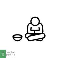 Poverty line icon. Simple outline style. Homeless, beggar, hunger and poor concept. Vector illustration isolated on white background. EPS 10.