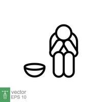 Poverty line icon. Simple outline style. Homeless, beggar, hunger and poor concept. Vector illustration isolated on white background. EPS 10.