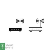Wifi router icon. Simple outline and solid style for web template and app. Broadband, modem, wireless, internet, thin line, glyph vector illustration design isolated on white background. EPS 10.