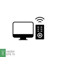 TV and remote icon. Simple solid style for web template and app. Television, control, channel, technology concept. Black silhouette, glyph vector illustration design on white background. EPS 10.