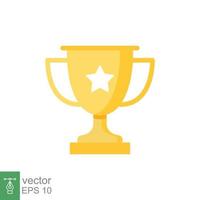 Trophy cup star icon. Simple flat style for app and web design element. Winner, award, champ, contest, prize, won concept. Vector illustration isolated on white background. EPS 10.