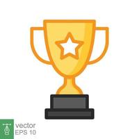 Trophy cup star flat icon. Simple filled outline style for app and web design element. Winner, award, champ, contest, won concept. Vector illustration isolated on white background. EPS 10.
