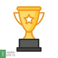 Trophy cup star flat icon. Simple filled outline style for app and web design element. Winner, award, champ, contest, won concept. Vector illustration isolated on white background. EPS 10.