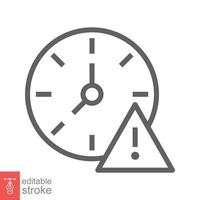 Expiry line icon. Simple outline style for web and app. Alert, alarm, clock circular with exclamation mark concept. Vector illustration isolated on white background. Editable stroke EPS 10.