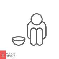 Poverty line icon. Simple outline style. Homeless, beggar, hunger and poor concept. Vector illustration isolated on white background. Editable stroke EPS 10.