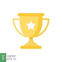 Trophy cup star icon. Simple flat style for app and web design element. Winner, award, champ, contest, prize, won concept. Vector illustration isolated on white background. EPS 10.