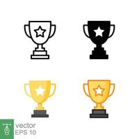 Trophy cup star icon in different style. Line, solid, flat, filled outline symbol for design. Winner, award, champ, contest, won concept. Vector illustration isolated on white background. EPS 10.