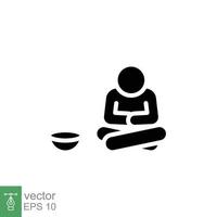 Poverty glyph icon. Simple solid style. Homeless, beggar, hunger and poor concept. Black silhouette symbol. Vector illustration isolated on white background. EPS 10.