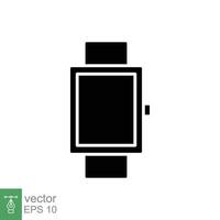 inteligente reloj icono. sencillo glifo estilo. usable, digital reloj, reloj inteligente tecnología concepto. negro silueta símbolo. vector ilustración aislado en blanco antecedentes. eps 10