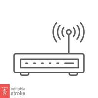 Wifi router icon. Simple outline style for web template and app. Broadband, modem, wireless, internet, thin line vector illustration design isolated on white background. Editable stroke EPS 10.