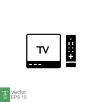 TV and remote icon. Simple solid style for web template and app. Television, control, channel, technology concept. Black silhouette, glyph vector illustration design on white background. EPS 10.