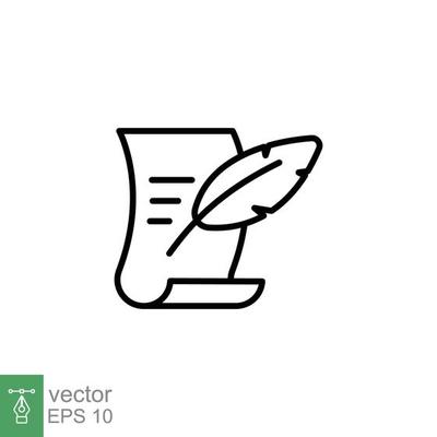 History, writing icon. Line style for web template and app. Simple thin line, poetry, book concept, education, vector illustration design on white background. EPS 10.