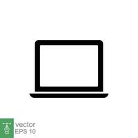 Laptop icon. Simple flat style. Notebook, computer, pc, desktop, portable device concept. Black silhouette symbol. Vector illustration isolated on white background. EPS 10.