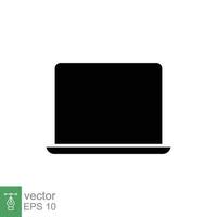 Laptop icon. Simple flat style. Notebook, computer, pc, desktop, portable device concept. Black silhouette symbol. Vector illustration isolated on white background. EPS 10.