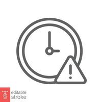 Expiry line icon. Simple outline style for web and app. Alert, alarm, clock circular with exclamation mark concept. Vector illustration isolated on white background. Editable stroke EPS 10.