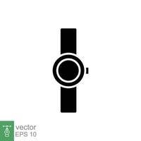 Smart watch icon. Simple glyph style. Wearable, digital clock, smartwatch technology concept. Black silhouette symbol. Vector illustration isolated on white background. EPS 10.