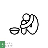 Poverty line icon. Simple outline style. Homeless, beggar, hunger and poor concept. Vector illustration isolated on white background. EPS 10.