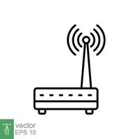 Wifi router icon. Simple outline style for web template and app. Broadband, modem, wireless, internet, thin line vector illustration design isolated on white background. EPS 10.