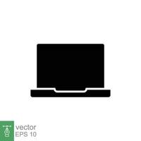 Laptop icon. Simple flat style. Notebook, computer, pc, desktop, portable device concept. Black silhouette symbol. Vector illustration isolated on white background. EPS 10.