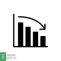 grafico abajo, reducir Progreso glifo icono. sencillo sólido estilo eficiencia disminución gráfico, Finanzas cuadro, resumen grafico, tendencia vector ilustración. flecha abajo, arruinado. eps 10