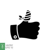 Hurt hand, bandage finger glyph icon. Simple solid style. Like, thumb up gesture, injured, unavailable concept. Vector illustration isolated on white background. EPS 10.