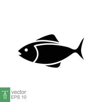 Fish icon vector silhouette symbol. Sea life, tuna, pisces, nature concept for food template design. Solid, glyph vector illustration isolated on white background. EPS 10.