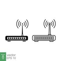 Wifi enrutador icono. sencillo contorno y sólido estilo para web modelo y aplicación banda ancha, módem, inalámbrico, Internet, Delgado línea, glifo vector ilustración diseño aislado en blanco antecedentes. eps 10