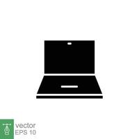 Laptop icon. Simple flat style. Notebook, computer, pc, desktop, portable device concept. Black silhouette symbol. Vector illustration isolated on white background. EPS 10.