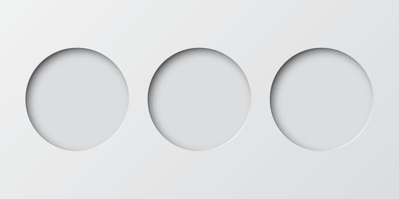 Three of abstract 3 dimension circle frame paper cut on white background.