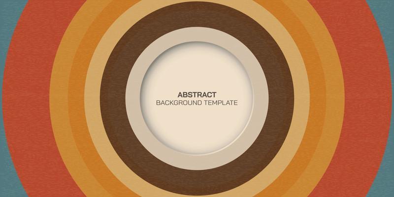 Retro groovy background with circle frame paper cut style. Abstract colourful circle shapes design.