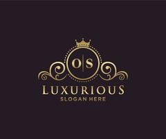 Initial OS Letter Royal Luxury Logo template in vector art for Restaurant, Royalty, Boutique, Cafe, Hotel, Heraldic, Jewelry, Fashion and other vector illustration.