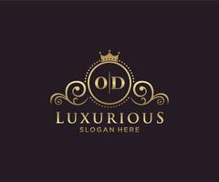 Initial OD Letter Royal Luxury Logo template in vector art for Restaurant, Royalty, Boutique, Cafe, Hotel, Heraldic, Jewelry, Fashion and other vector illustration.