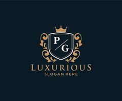 Initial PG Letter Royal Luxury Logo template in vector art for Restaurant, Royalty, Boutique, Cafe, Hotel, Heraldic, Jewelry, Fashion and other vector illustration.