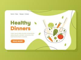 Healthy dinners landing page vector