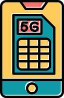 teléfono inteligente 5g sim vector icono