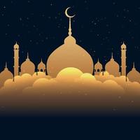 mosque shape above clouds eid mubarak and Ramadan Kareem background. Every Year vector