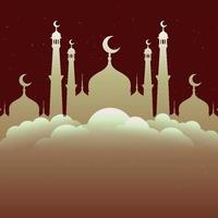 mosque shape above clouds eid mubarak and Ramadan Kareem background. Every Year vector