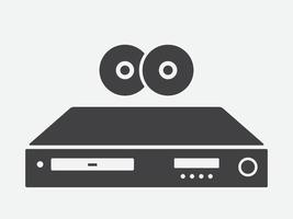 dvd cd player flat icon black with two cds dvds vector