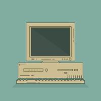 illustration of a retro computer old 90s 80s computer nostalgia vector