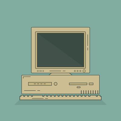 illustration of a retro computer old 90s 80s computer nostalgia