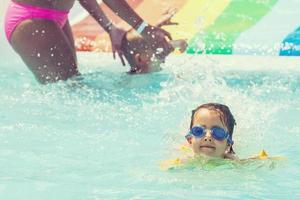 A girl playing in a summer swimming pool photo