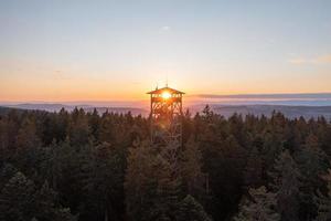 un Estar atento torre en el medio de el bosque foto