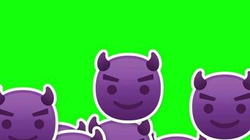 demônio emoji vertical transição verde tela video