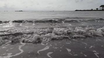 playa olas estrellarse en el tarde, con el sonido de olas video