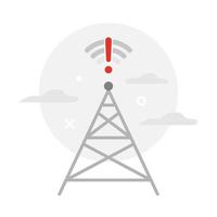 no internet connection with tower concept illustration flat design vector eps10. modern graphic element for landing page, empty state ui, infographic, icon